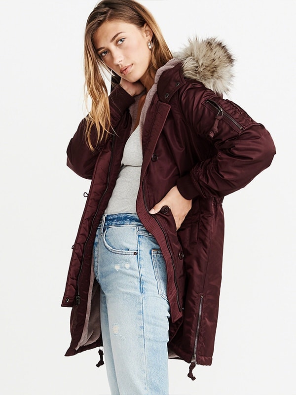 Faux fur hooded parka